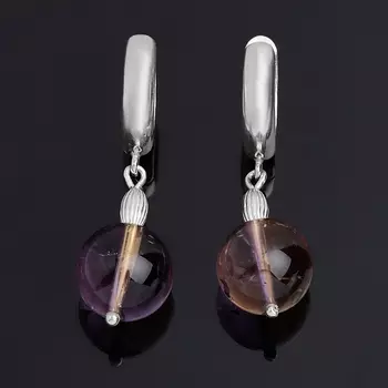 Серьги аметрин (серебро 925 пр. оксидир.)