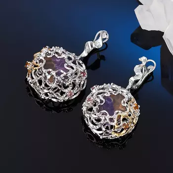 Серьги аметрин (серебро 925 пр. позолота, родир. бел.)