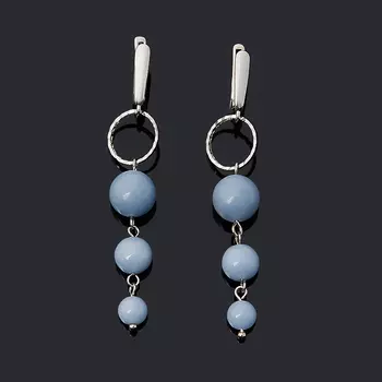 Серьги ангидрит (ангелит) (биж. сплав родир. бел.)