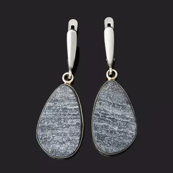Серьги авантюрин черный (биж. сплав оксидир., нейзильбер)