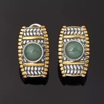 Серьги авантюрин (серебро 925 пр. позолота)