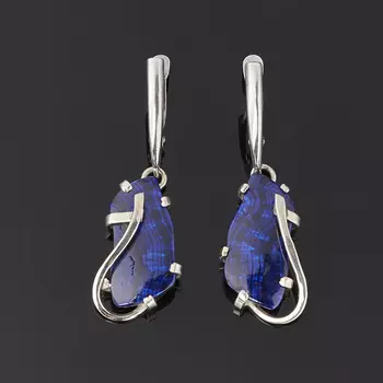 Серьги азурит (дублет) (латунь оксидир., нейзильбер)