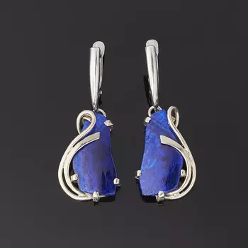 Серьги азурит (дублет) (латунь оксидир., нейзильбер)