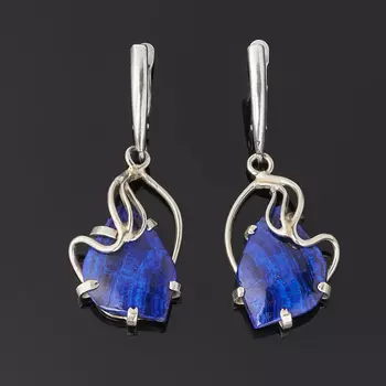 Серьги азурит (дублет) (латунь оксидир., нейзильбер)