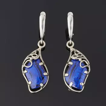 Серьги азурит (дублет) (латунь оксидир., нейзильбер)