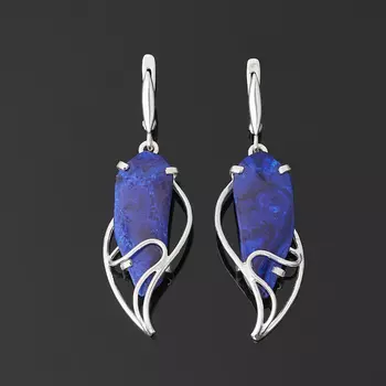 Серьги азурит (дублет) (серебро 925 пр.)