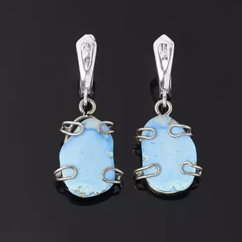 Серьги бирюза (дублет) (нейзильбер)