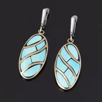 Серьги бирюза (нейзильбер)