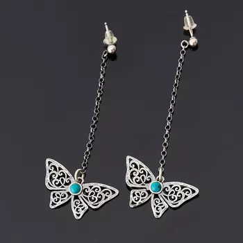 Серьги бирюза пресс пуссеты (серебро 925 пр.)