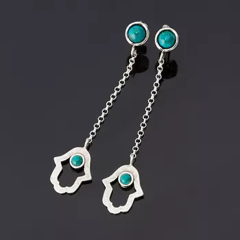 Серьги бирюза пресс пуссеты (серебро 925 пр.)