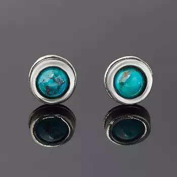 Серьги бирюза пресс (серебро 925 пр. оксидир.) пуссеты