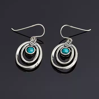 Серьги бирюза пресс (серебро 925 пр.)