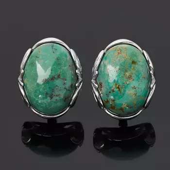 Серьги бирюза (серебро 925 пр. родир. бел.)