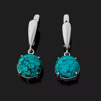 Серьги бирюза (серебро 925 пр. родир. бел.)