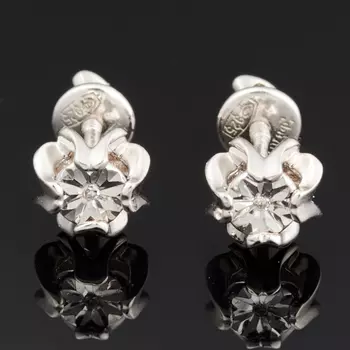 Серьги бриллиант (серебро 925 пр. родир. бел.) пуссеты огранка