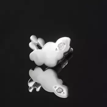 Серьги бриллиант (серебро 925 пр. родир. бел.) пуссеты огранка (1 шт)