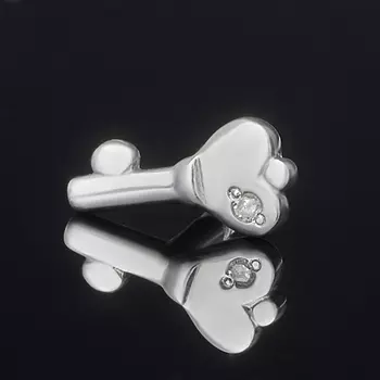 Серьги бриллиант (серебро 925 пр. родир. бел.) пуссеты огранка (1 шт)