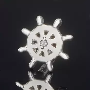 Серьги бриллиант (серебро 925 пр. родир. бел.) пуссеты огранка (1 шт)