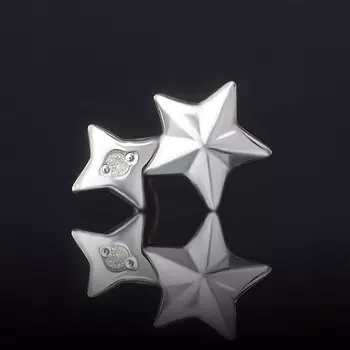 Серьги бриллиант (серебро 925 пр. родир. бел.) пуссеты огранка (1 шт)