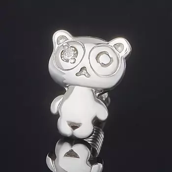 Серьги бриллиант (серебро 925 пр. родир. бел.) пуссеты огранка (1 шт)