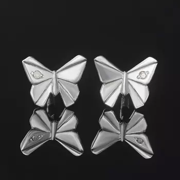 Серьги бриллиант (серебро 925 пр. родир. бел.) пуссеты огранка