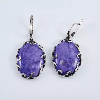 Серьги чароит (дублет) (серебро 925 пр.)