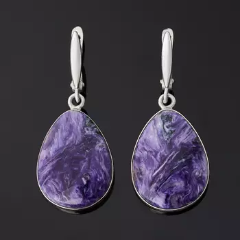 Серьги чароит (дублет) (серебро 925 пр.)