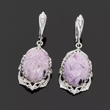 Серьги чароит (серебро 925 пр.)