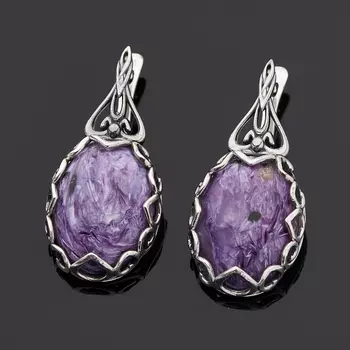 Серьги чароит (серебро 925 пр.)
