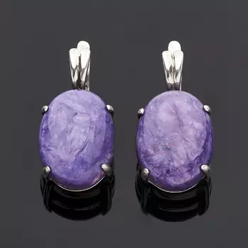 Серьги чароит (серебро 925 пр.)