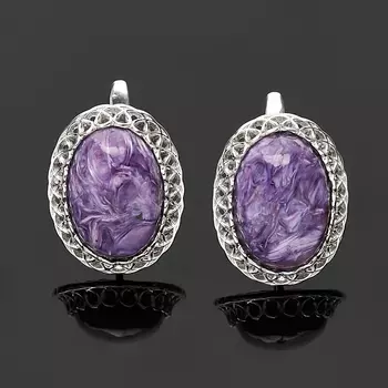 Серьги чароит (серебро 925 пр.)