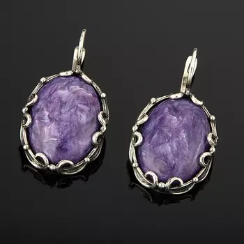 Серьги чароит (серебро 925 пр.)