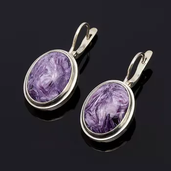 Серьги чароит (серебро 925 пр.)