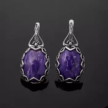Серьги чароит (серебро 925 пр.)