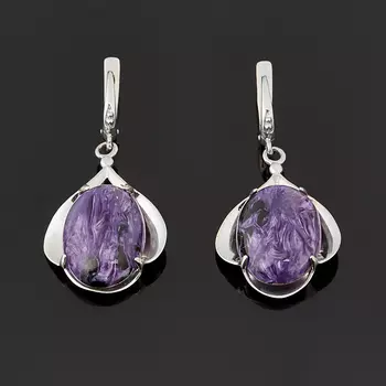 Серьги чароит (серебро 925 пр.)