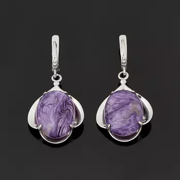 Серьги чароит (серебро 925 пр.)