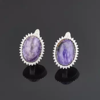 Серьги чароит (серебро 925 пр.)