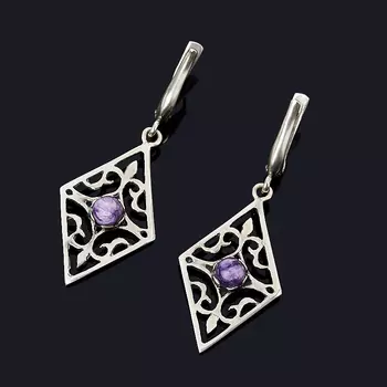 Серьги чароит (серебро 925 пр.)