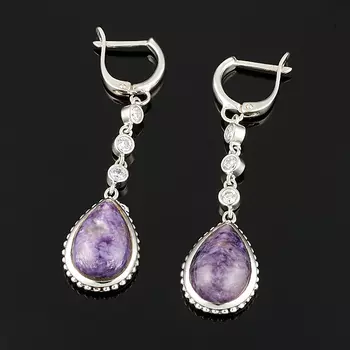 Серьги чароит (серебро 925 пр.)