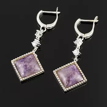 Серьги чароит (серебро 925 пр.)