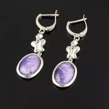 Серьги чароит (серебро 925 пр.)