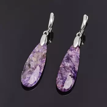 Серьги чароит (серебро 925 пр.)
