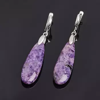Серьги чароит (серебро 925 пр.)