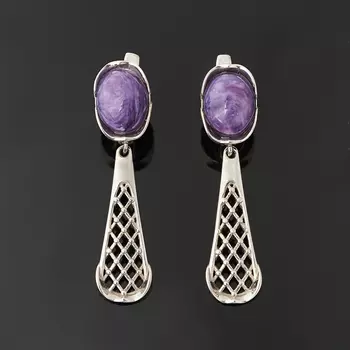 Серьги чароит (серебро 925 пр.)