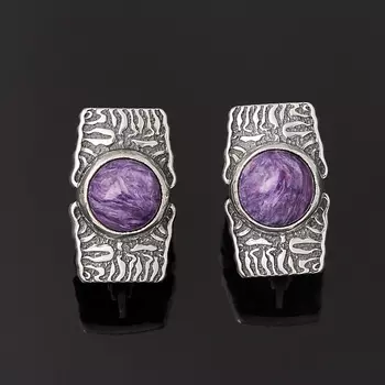 Серьги чароит (серебро 925 пр.)