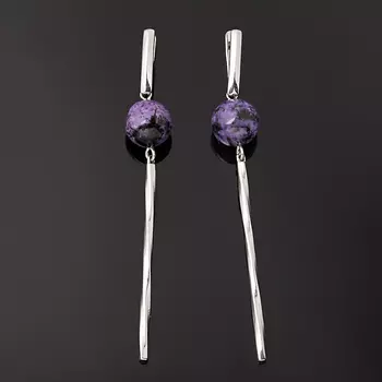 Серьги чароит (серебро 925 пр.)
