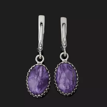Серьги чароит (серебро 925 пр.)