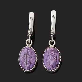Серьги чароит (серебро 925 пр.)
