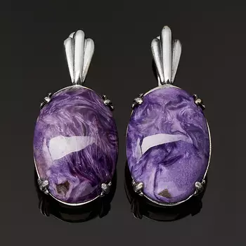Серьги чароит (серебро 925 пр. оксидир.)