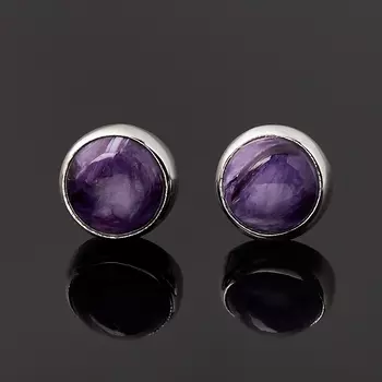 Серьги чароит (серебро 925 пр.) пуссеты